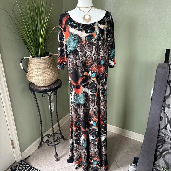 Attitudes by Renee Vibrant Patterned Maxi Dress - Picture 3 of 8